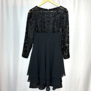 VTG Dark Fairy Whimisgoth Hippy Floral Velvet & Sheer Flowy AJ Bari dress, 4P